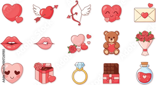 Love and Affection Vector Icons for Valentine's Day Celebrations