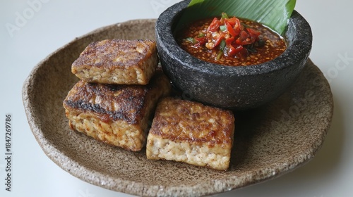 Crispy tofu cubes with spicy sauce (5)