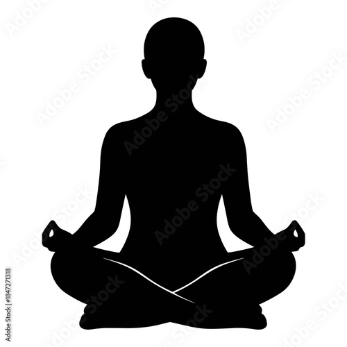 Silhouette of person meditating in lotus position for yoga and mindfulness practice