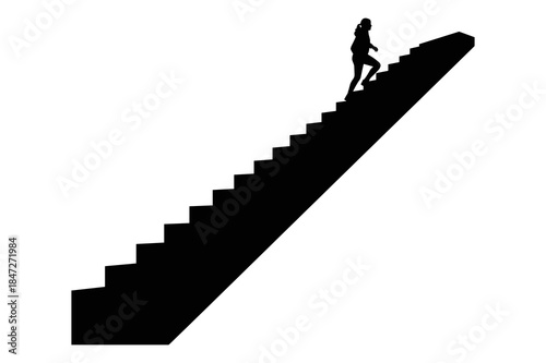 Silhouette of person climbing steep stairs symbolizing ambition and upward career movement