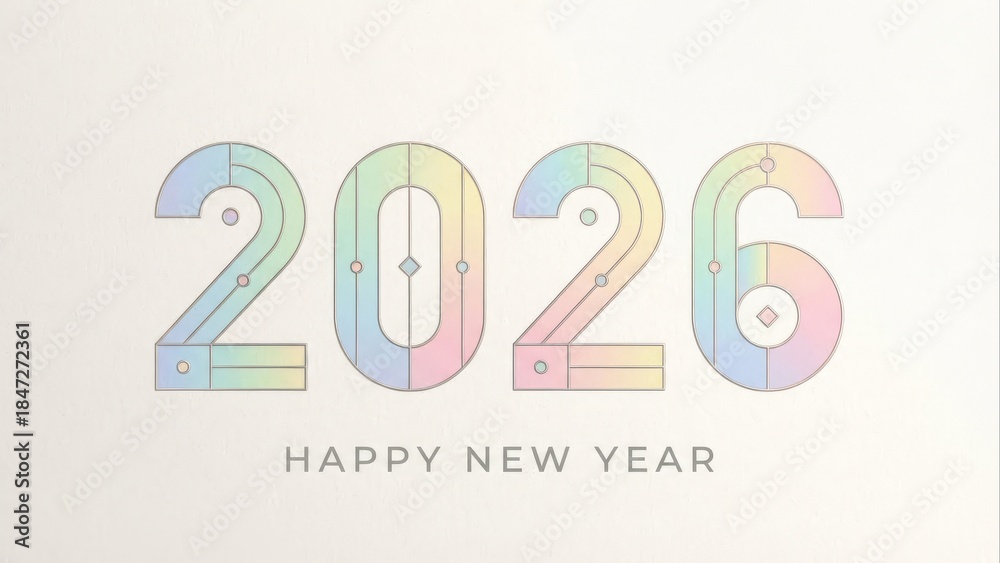 Fototapeta premium Colorful abstract number 2026 with happy new year text