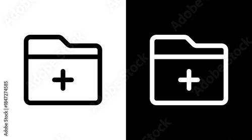 Folder Add With Icon Set Design