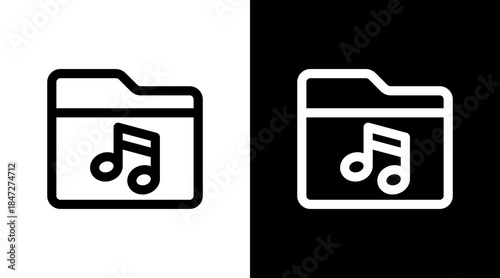 Folder Music With Icon Set Design