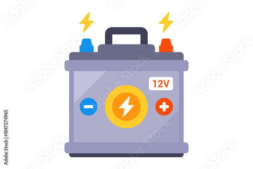Car battery for vehicle for charging. Flat illustration.