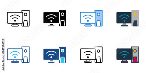 computer wifi icons set multiple style vector collection. 
