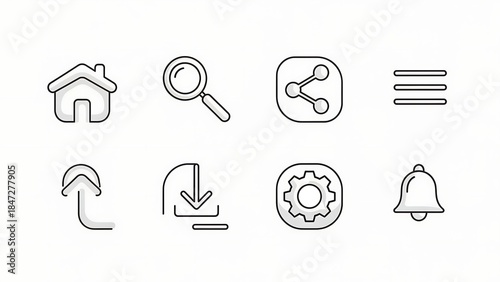 Set of basic line icons for web and mobile applications.