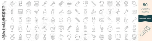 Set of beauty and salon  icons. Thin outline icons pack. Vector illustration