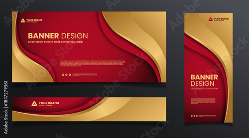 abstract luxury red and gold background graphic design banner template