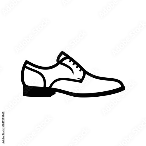 A sleek black and white line art illustration of a classic men's dress shoe, perfect for formal business attire and professional events, embodying elegance and refined style