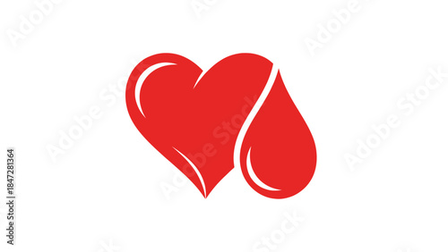 A red heart and a blood drop graphic, symbolizing health, donation, or love.