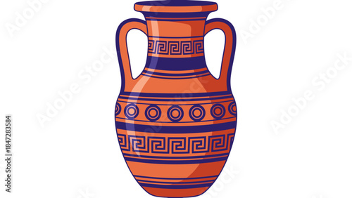 Ancient Greek Amphora with Geometric Patterns