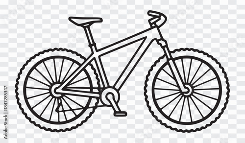 Line Art Mountain Bike Outline Hand Drawn Bicycle Line Art Black Ink Style