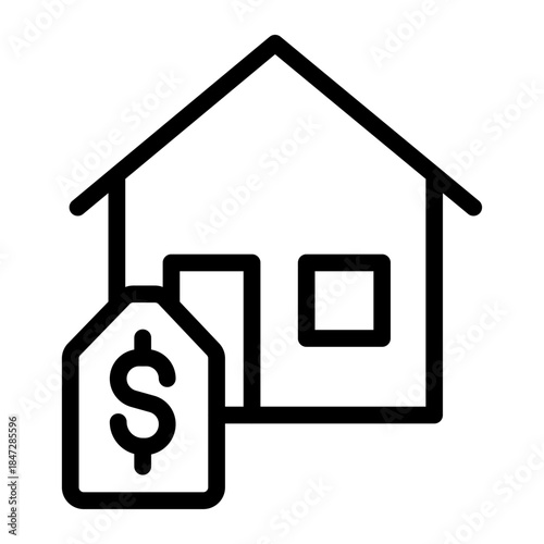 Home Price Tag Line Icon of Affordable Housing Icon Set