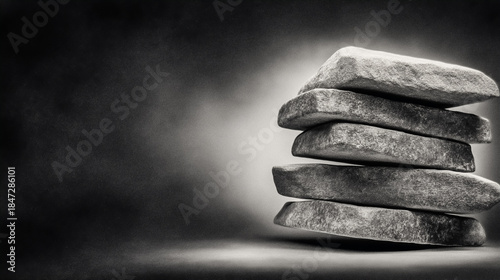 シンプルな美しさ 均衡を保つ石のスタック モノトーン