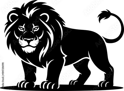 hungry lion silhouette vector illustration