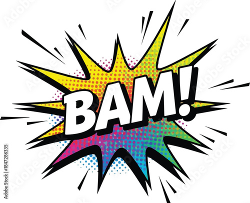 Pop Art Explosion with 'BAM!' Graphic Illustration