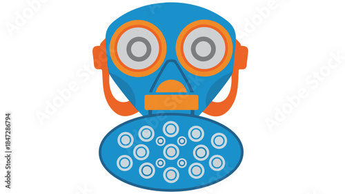 Blue and Orange Cartoon Gas Mask Icon