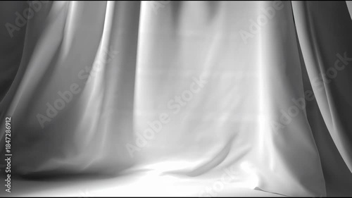 Elegant Silky Silver Fabric Draped for Stylish Interior or Fashion Backdrop