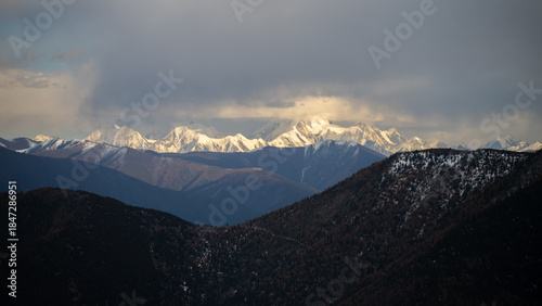 Light Breaking Through Clouds Over Mount Gongga Snow Mountains, China