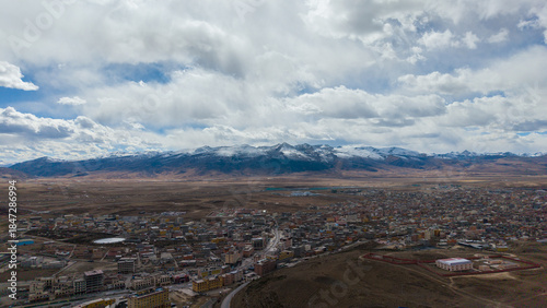 Aerial View of Litang Plateau Landscape, Sichuan, China