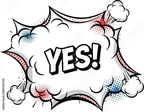 Yes! Comic Burst Illustration with Halftone Effects for Expressive Visual Communication