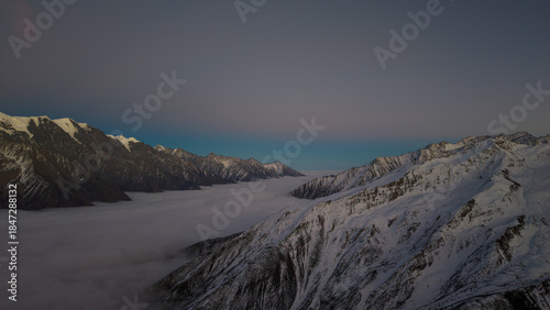 Venus Belt Over Mount Gongga at Dusk with Pink and Blue Layered Sky, China