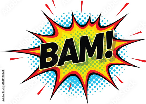 Comic Explosion with BAM! Text in Retro Style Graphic
