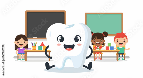 Cute Tooth at Kindergarten Classroom