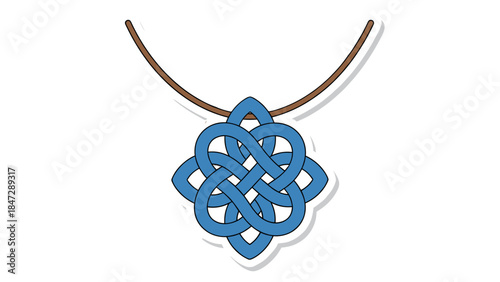 Blue Celtic Knot Pendant on Leather Cord