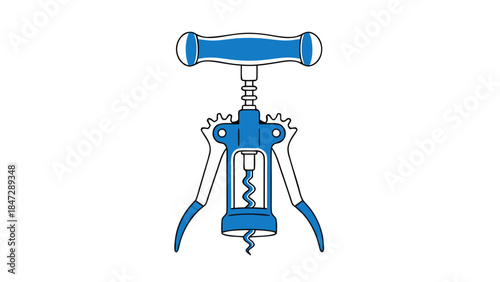 Blue Corkscrew Icon - Simple Illustration for Wine Tools