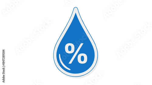Blue Drop with Percentage Sign Icon for Humidity or Moisture Measurement