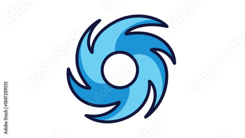 Blue Hurricane Icon - Stormy Weather Symbol