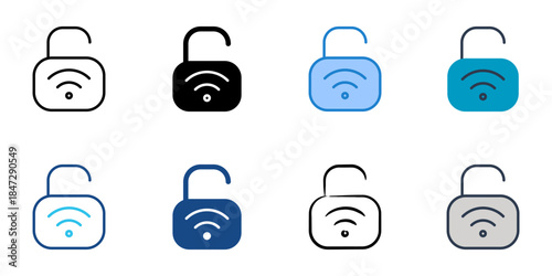 smart unlock icons set multiple style vector collection. 
