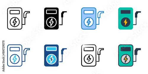 car charger icons set multiple style vector collection. 
