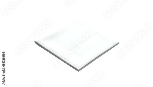 Isolated white square napkin with visible folds on a black background