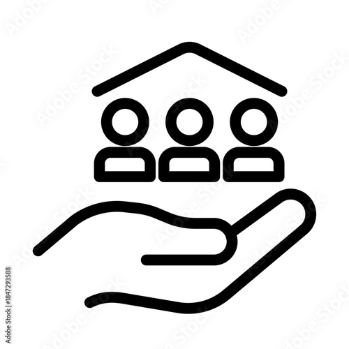 Community Shelter Line Icon of Public Housing Icon Set