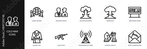 Cold War Line Icon Set