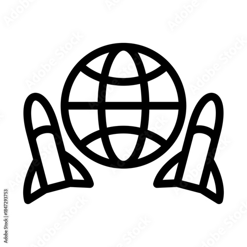 Global Tensions Line Icon of Cold War Icon Set