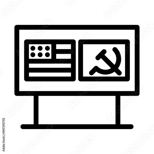 Propaganda Screen Line Icon of Cold War Icon Set