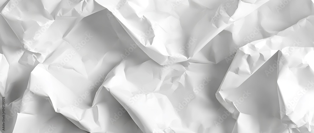 Obraz premium A close up view of crumpled white paper filling the frame with soft shadows and subtle textures