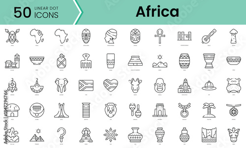 Set of africa icons. Line art style icons bundle. vector illustration