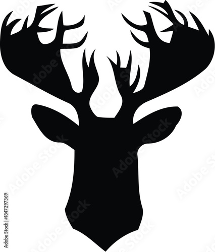 Stylized Black Deer Head Silhouette for Rustic Decor