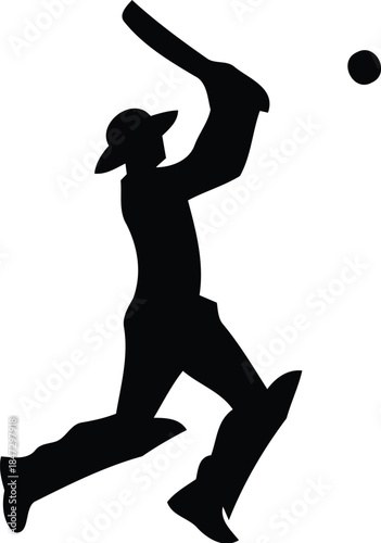 Dynamic Cricket Player Silhouette for Sports Graphics
