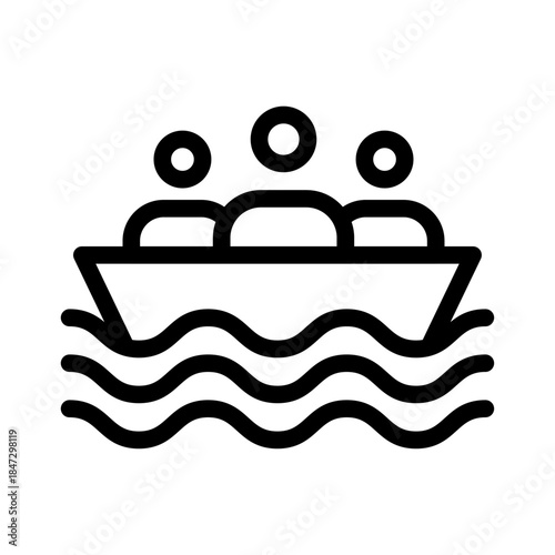Sea Crossing Line Icon of Refugee & Asylum Icon Set