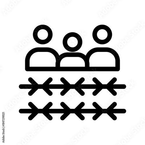 Border Detention Line Icon of Refugee & Asylum Icon Set