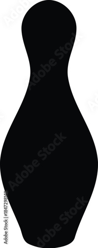 Silhouette of Classic Bowling Pin in Black