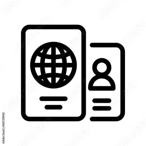 Passport Identification Line Icon of Immigration Icon Set