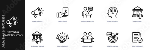 Lobbying & Advocacy Line Icon Set