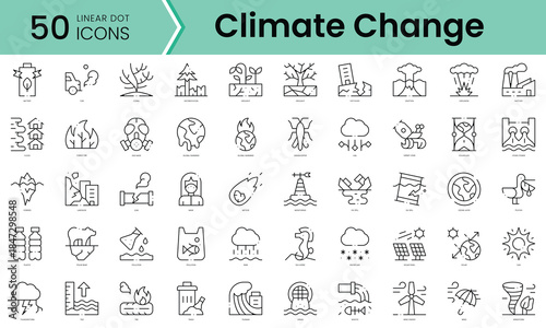 Set of climate change icons. Line art style icons bundle. vector illustration