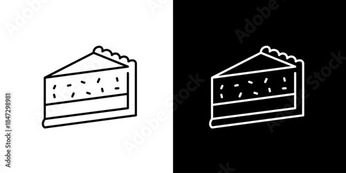 Iconic Slice of Cake Illustrated in Black and White, Perfect for Desserts and Food Blogs